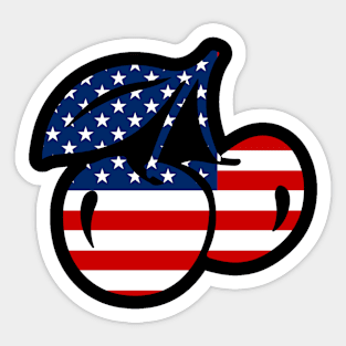 Cherry American Flag T-Shirt Red White Blue 4th Of July Gift Sticker